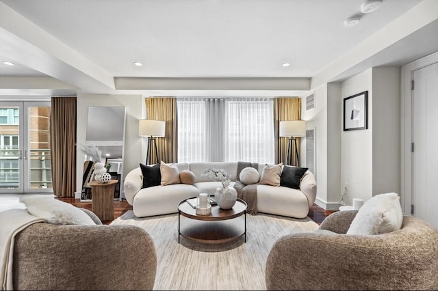 4 Battery Wharf Unit 4504, Boston, MA 02109 - living room featuring wood finished floors and recessed lighting