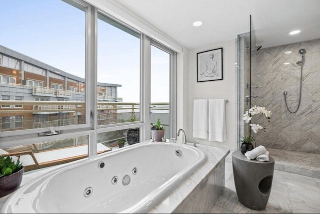 4 Battery Wharf Unit 4504, Boston, MA 02109 - full bathroom featuring tiled shower and a whirlpool tub