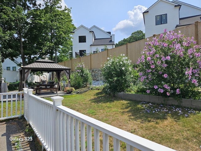 view of yard featuring a gazebo