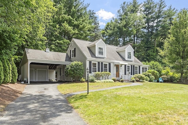 30 Brigham St, Hudson, MA 01749 - cape cod home with driveway, a front lawn, a shingled roof, and a garage