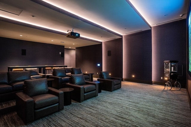 cinema room with carpet floors