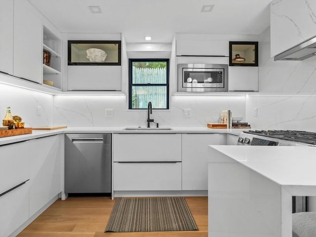 8 Wiswall Unit 8, Wellesley, MA 02482 - kitchen with appliances with stainless steel finishes, modern cabinets, a sink, and white cabinetry