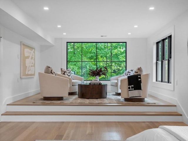 8 Wiswall Unit 8, Wellesley, MA 02482 - living room featuring wood finished floors, recessed lighting, and baseboards