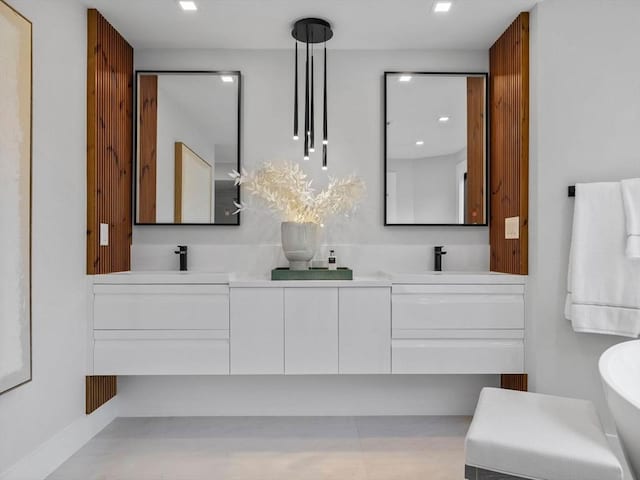 8 Wiswall Unit 8, Wellesley, MA 02482 - full bathroom featuring double vanity and recessed lighting