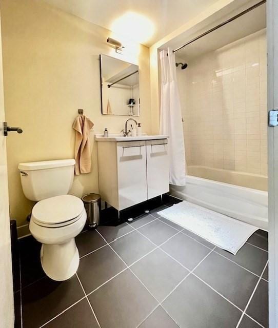 2 Earhart Unit 121, Cambridge, MA 02141 - bathroom with tile patterned floors, toilet, vanity, and shower / bathtub combination with curtain