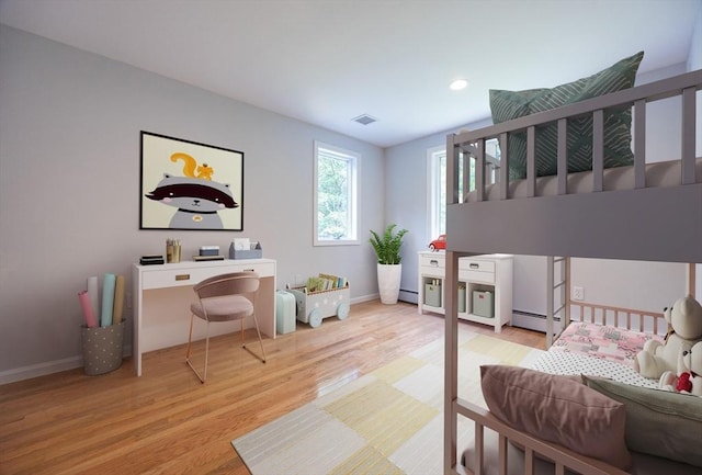 56 Burt St, Norton, MA 02766 - bedroom featuring light wood-style flooring, a baseboard radiator, and recessed lighting