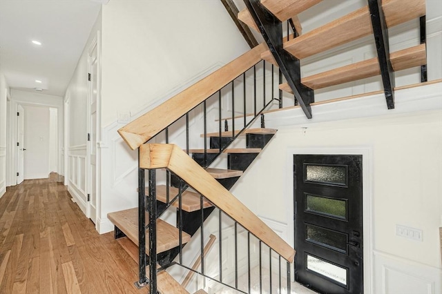 30 Twilight Dr, Foxboro, MA 02035 - stairs with wood finished floors and recessed lighting