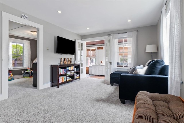 50 Wethersfield, Rowley, MA 01969 - carpeted living room featuring recessed lighting and baseboards