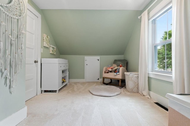 50 Wethersfield, Rowley, MA 01969 - bedroom featuring lofted ceiling, carpet floors, and baseboards