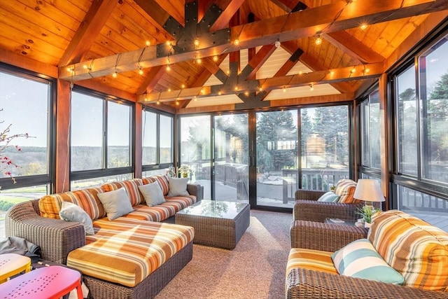 61 Chickering Rd, Spencer, MA 01562 - sunroom with wood ceiling, carpet, healthy amount of natural light, an outdoor hangout area, and expansive windows