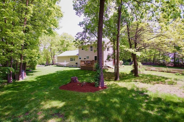 view of yard with a deck