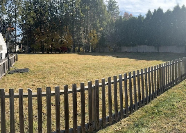 view of yard featuring a fenced backyard