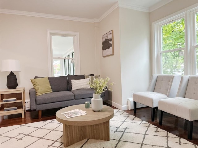 31 Horton St, Attleboro, MA 02703 - living area with light wood finished floors, baseboards, healthy amount of natural light, crown molding, and a baseboard heating unit