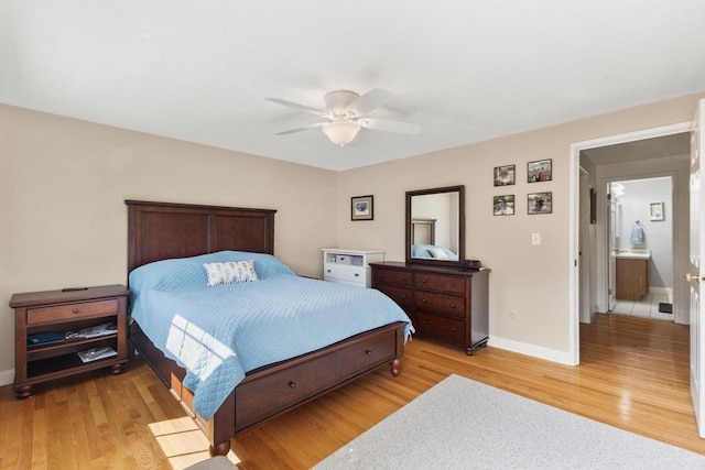 112 Cocasset St Unit 3, Foxboro, MA 02035 - bedroom with baseboards, light wood-type flooring, and ceiling fan