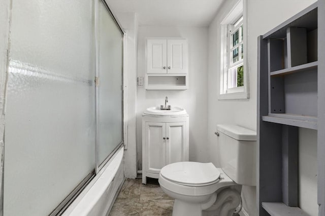 686-688 E Ave, Warwick, RI 02886 - full bath featuring vanity, shower / bath combination with glass door, and marble finish floors