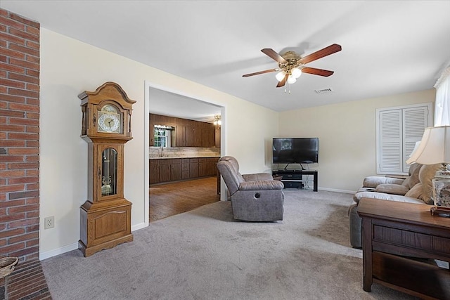 9 Treadwell Ter, Spencer, MA 01562 - living room with carpet, a ceiling fan, and baseboards