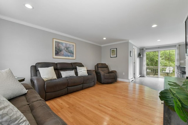 186 Mitchell G Dr, Tewksbury, MA 01876 - living area featuring recessed lighting, ornamental molding, baseboards, and wood finished floors