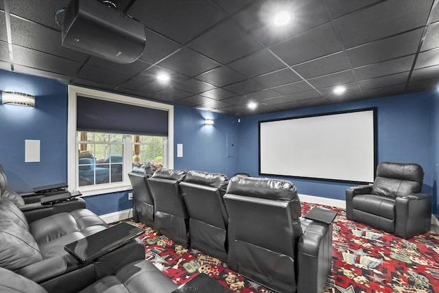 home theater with a drop ceiling