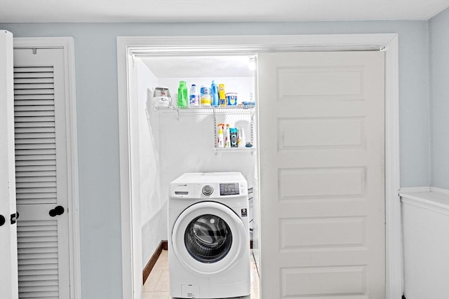 28 Christopher Ln, Scituate, MA 02066 - laundry area with washer / dryer and tile patterned floors