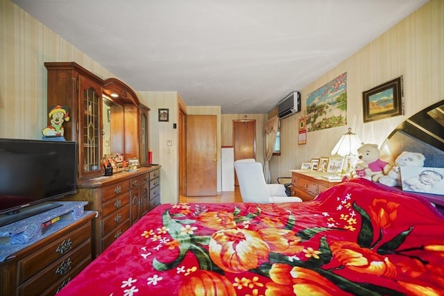 161 Columba St, Chicopee, MA 01020 - bedroom featuring wallpapered walls and a wall mounted AC