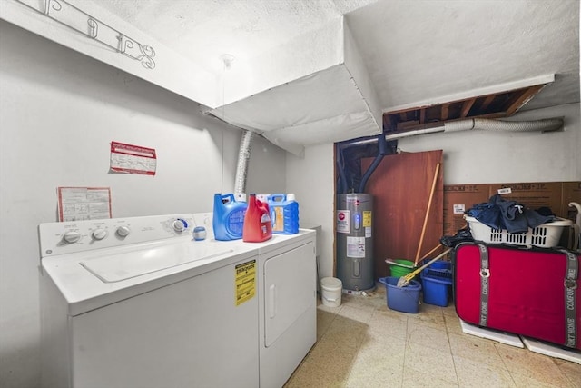 161 Columba St, Chicopee, MA 01020 - laundry room featuring electric water heater, washer and clothes dryer, and tile patterned floors