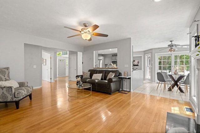 10 Gianna Dr, Saugus, MA 01906 - living area with a ceiling fan, light wood-style flooring, and plenty of natural light