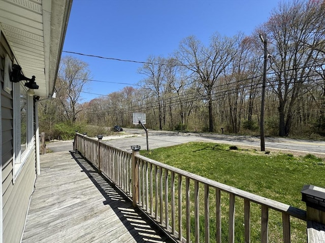 deck with a yard
