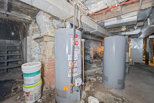 utility room with gas water heater