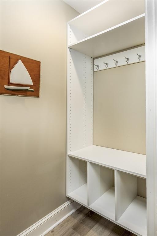 mudroom featuring dark hardwood / wood-style floors