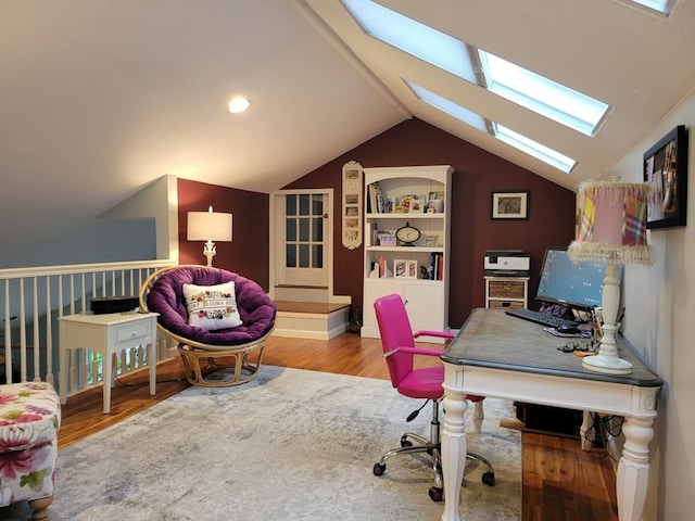 30 Ridgewood Ln, Quincy, MA 02169 - office space featuring a skylight, wood finished floors, vaulted ceiling, and built in features