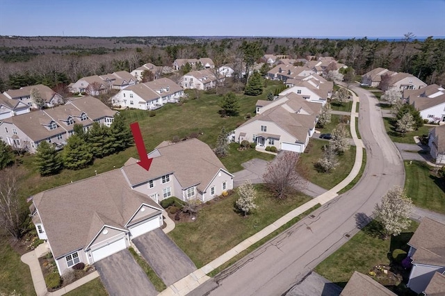 bird's eye view with a residential view