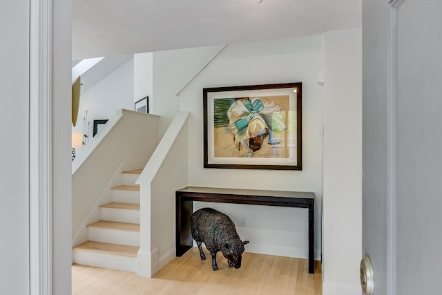 23 Matt Hoxie Trl Unit 23, Plymouth, MA 02360 - stairway featuring wood finished floors and baseboards