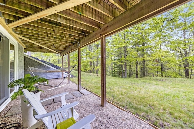 23 Matt Hoxie Trl Unit 23, Plymouth, MA 02360 - view of patio featuring a forest view