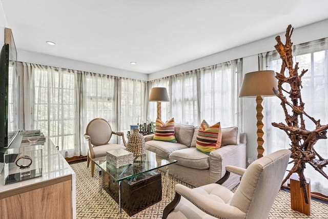 living room featuring a wealth of natural light