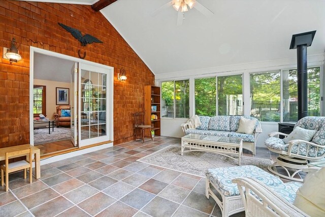 105 Old Barn Path, Marshfield, MA 02050 - sunroom with lofted ceiling and stone finish flooring