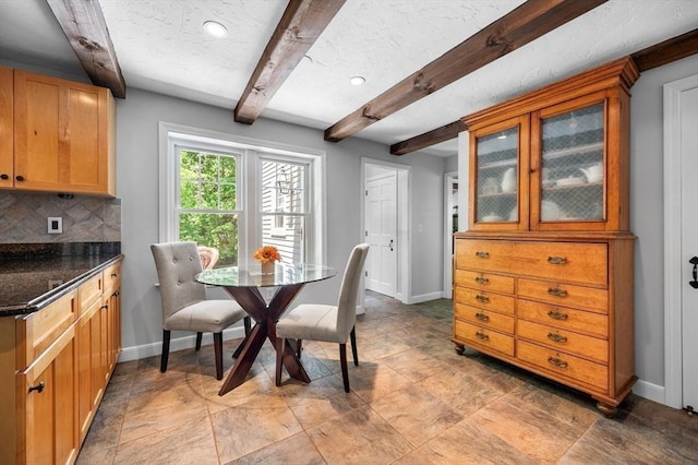 28 Old Farm Rd, Hopkinton, MA 01748 - dining space featuring beam ceiling, baseboards, and recessed lighting