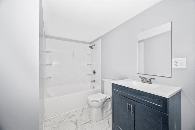 628 Rindge Rd, Fitchburg, MA 01420 - full bath featuring toilet, vanity, marble look tiles, and bathing tub / shower combination
