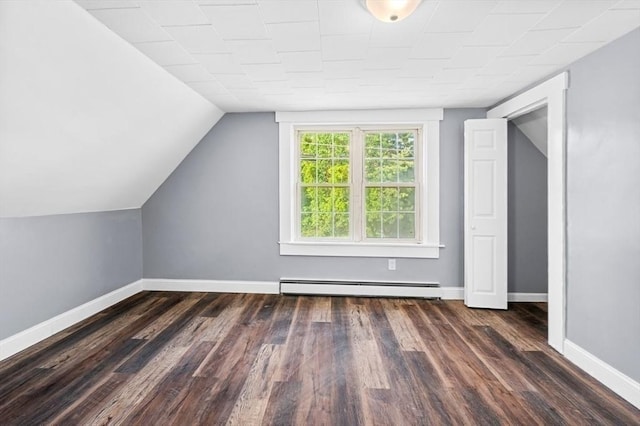 628 Rindge Rd, Fitchburg, MA 01420 - bonus room featuring a baseboard radiator, wood finished floors, baseboards, and vaulted ceiling