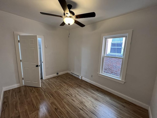 110 Old Harbor St, Boston, MA 02127 - unfurnished room featuring wood finished floors, a baseboard radiator, and ceiling fan