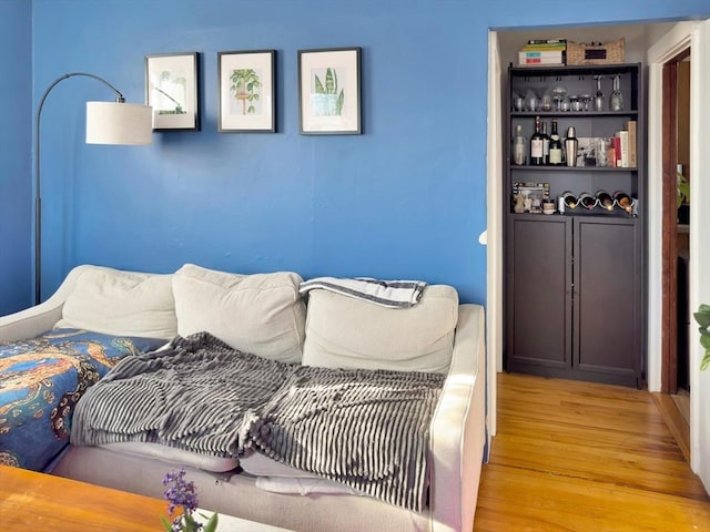 bedroom featuring light wood-style flooring