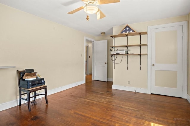 4 Merrow Ln, Stoneham, MA 02180 - empty room with ceiling fan, wood finished floors, and baseboards
