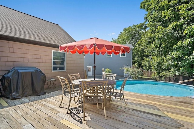 4 Merrow Ln, Stoneham, MA 02180 - view of swimming pool with a deck, outdoor dining space, and grilling area