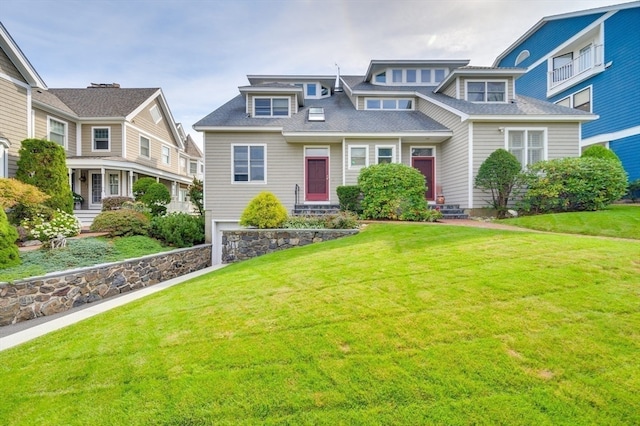 view of front of home with a front yard