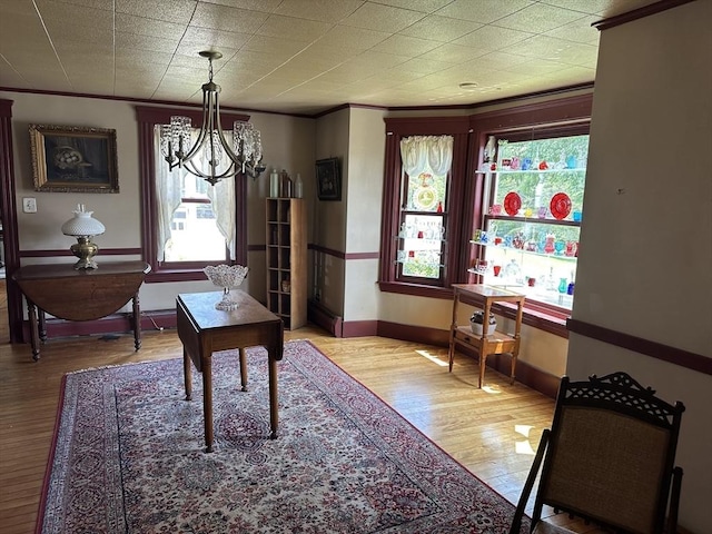 6 Weaver Farm Rd, Rutland, MA 01543 - office featuring light wood-style floors, a chandelier, and crown molding