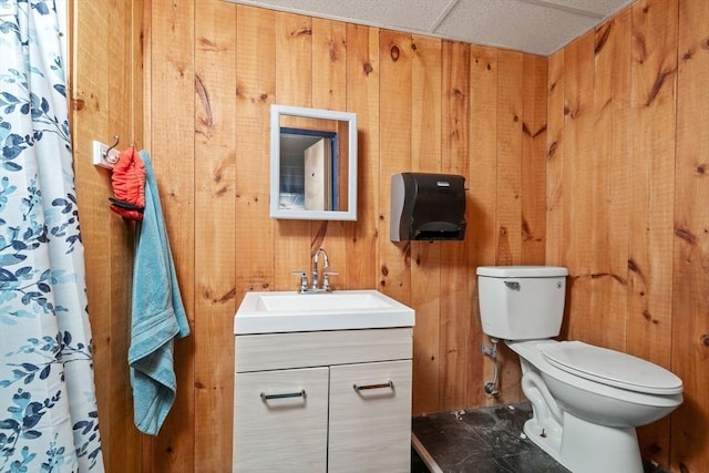 43 Outlook Rd, Billerica, MA 01862 - full bathroom featuring wooden walls, vanity, and curtained shower