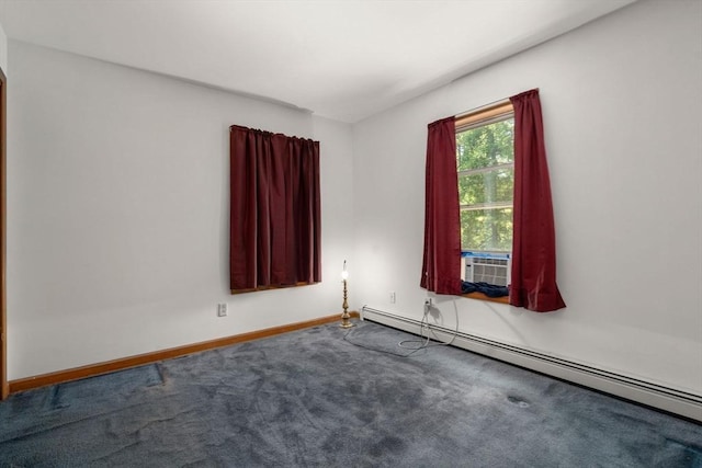 43 Outlook Rd, Billerica, MA 01862 - empty room with a baseboard heating unit, dark carpet, and cooling unit