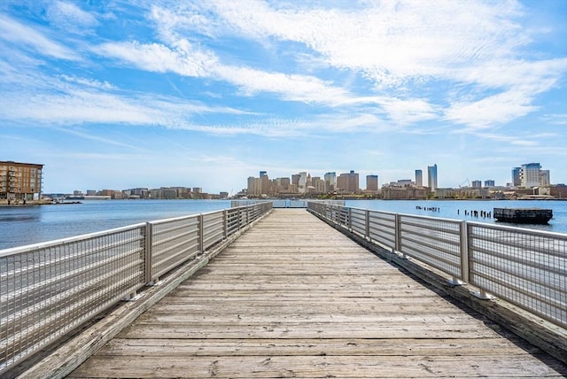 99 Sumner Unit 514, Boston, MA 02128 - dock area featuring a view of skyline and a water view