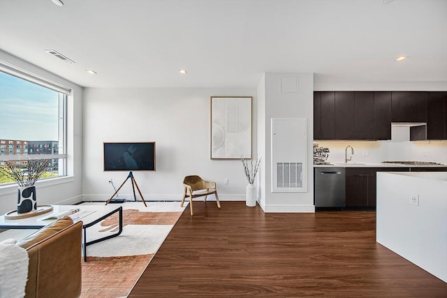 99 Sumner Unit 514, Boston, MA 02128 - living room featuring dark wood finished floors, baseboards, and recessed lighting