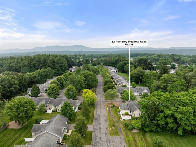 22 Pomeroy Meadow Rd Unit 4, Southampton, MA 01073 - aerial view of residential area featuring property boundaries highlighted and a mountain backdrop