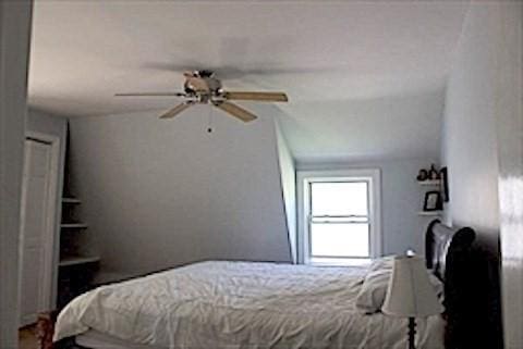 374 Swains Pond Ave, Melrose, MA 02176 - bedroom with lofted ceiling and ceiling fan